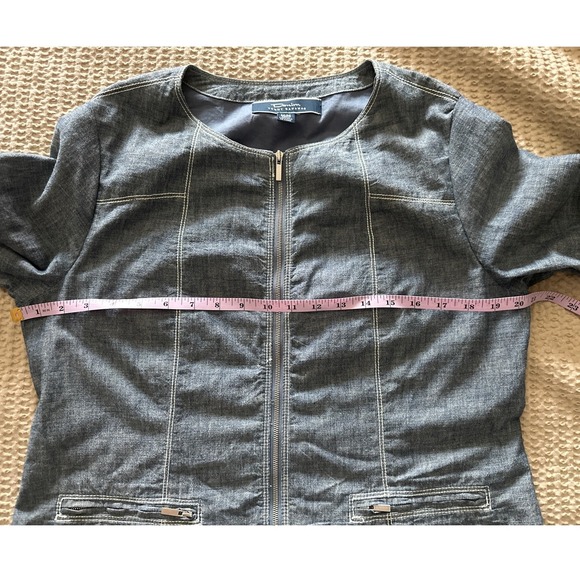 Tommy Bahama Denim Chambray Seamed Jacket Medium Women Zipper - Picture 4 of 6